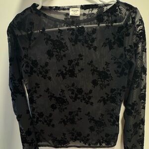 Abercrombie & Fitch Sheer Black Floral Blouse